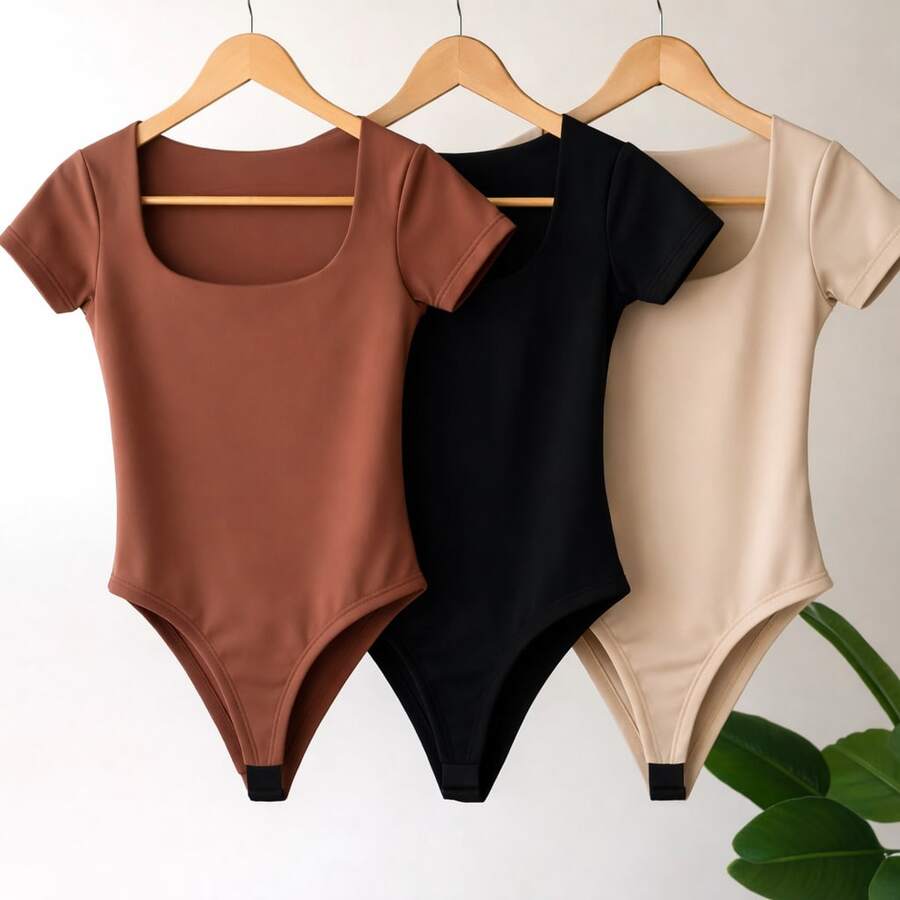 Kit 3 Peças Body Feminino Gola Quadrada - Belle Lily
