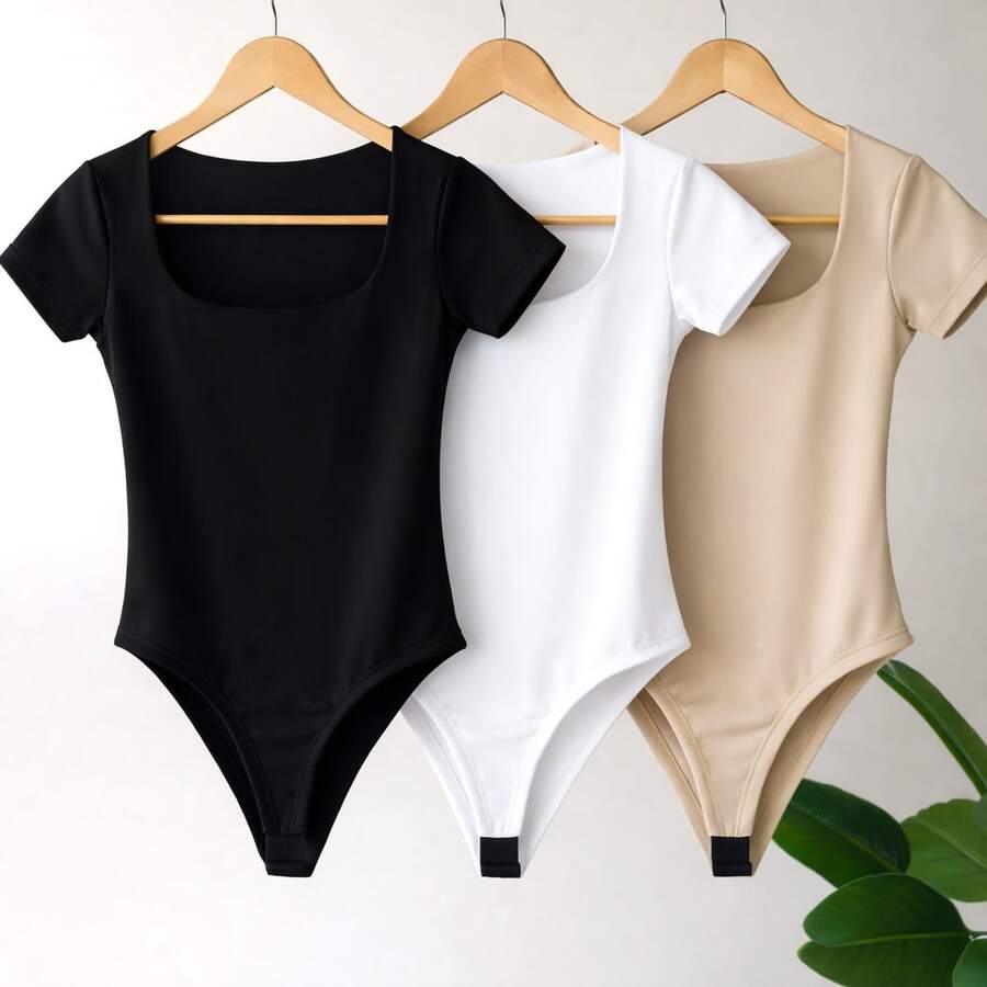 Kit 3 Peças Body Feminino Gola Quadrada - Belle Lily