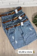 Saia Jeans Feminina com Cinto - Belle Lily