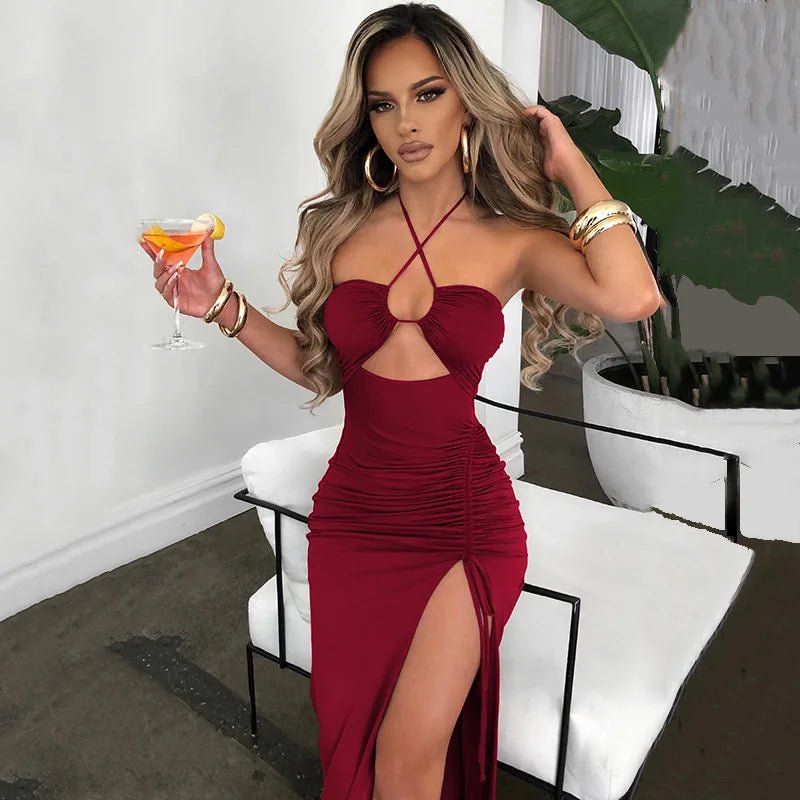 Vestido Midi Feminino Sexy Sem Mangas e Com Costas Nuas - Belle Lily